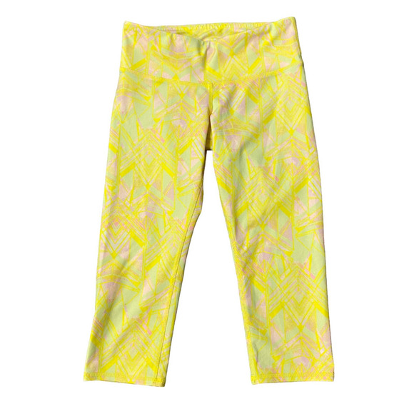 ALO Pants - ALO capri crop Athletic tights size XS sunshine with a burst of pale color print